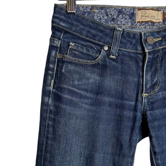 Paige Low Rise Bootcut Y2K Medium Wash Blue Jeans Whiskering Fading 25 - Picture 6 of 16